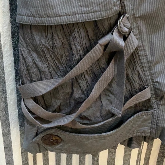 LAUREN VIDAL unique dress textural greys grays pockets ties art-wear M layer - Picture 10 of 12